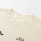 Womens Crew Neck Woodland Animal Intarsia Cashmere Sweater Pullover